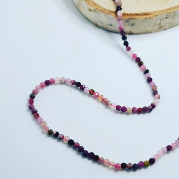 Faceted Tourmaline Minimalist Necklace 3 mm - Picture 2 of 4